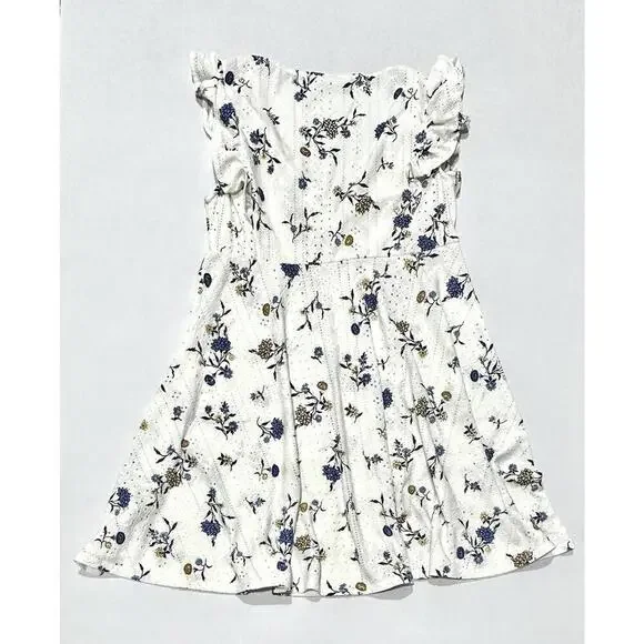 Springfield Womens Summer Dress White Floral Sleeveless Ruffles Short Size XL - Picture 10 of 10